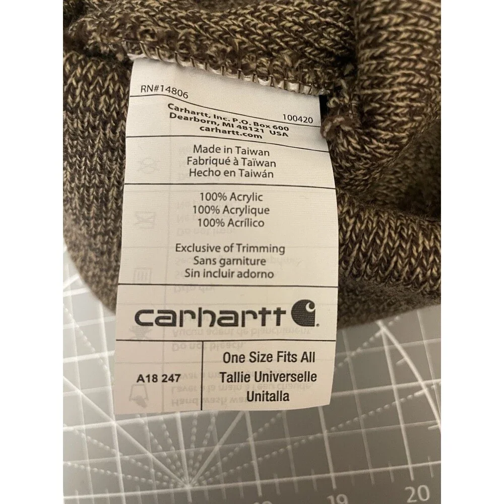 Carhartt Adult One Size Knit Cuffed Beanie Winter Hat Brown Heather New
